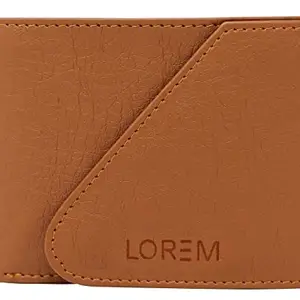 Lorem Tan Designer Tri-Fold Faux Leather 5 ATM Card Slots Wallet for Men WL01