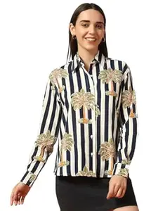 Ravaiyaa - Attitude is everything Ravaiyaa Women Printed Regular Fit Full Long Sleeves Spread Collar Neck Cotton Shirt
