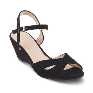 tresmode Romak Black Women's Dress Block Heel Sandals - Embrace Glamour and Elegance! || Size (EU-37/UK-4/US-6)