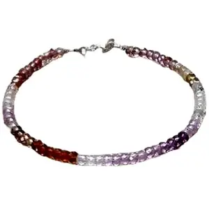 RRJEWELZ Auralite Bracelet for Men & Women – 3mm Rondelle Faceted Multicolor Beads – Adjustable with Silver Plated Clasp – Healing, Fashion, Gift, Spiritual, Yoga|LCBR_RR_00869