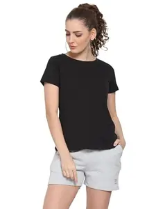 Typography Women Round Neck Black T-Shirt BZ-UNTEE-002-Blk_4XL