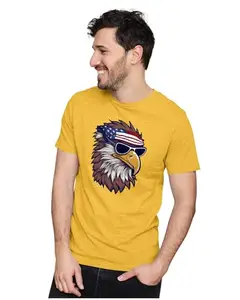 ALLEN BLACK Men's & Women's Regular Fit 100% Cotton T-Shirt (HANDBA17-Golden Yellow XL Men Round_)