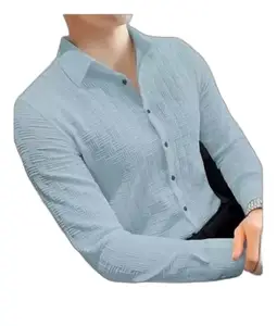 Men Casual Lycra Casual Shirt (H-Sky-S)