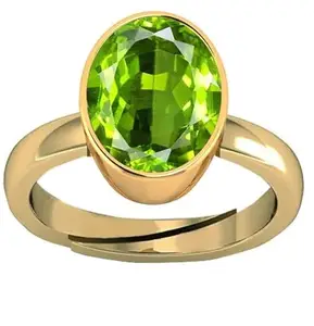 Kirti Sales 6.25 Ratti /5.50 Carrat Unheated Untreatet Synthetic Peridot Gemstone Gold Plated Ring For Men and Women's by Lab - Certified