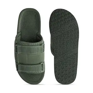 NoStrain Men’s Platform Sandals | Triple Hook & Loop Fit | Cushioned Heel Support | Textile Upper | Washable EVA Sole | Sandals For Man | Black |