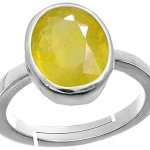 Anuj Sales Certified Unheated Untreatet 9.25 Ratti 8.42 Carat A+ Quality Natural Yellow Sapphire Pukhraj Gemstone Ring For Women's and Men's