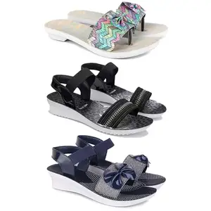 Women's Comfortable Sandal,Casual Lightweight Sandal for Everyday Wear | BT-(3-COMBO)-1966-1931-1972-5