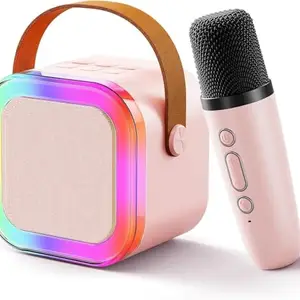 Shatanuvart Export Rechargeable Wireless Mini Portable Bluetooth Karaoke Machine with Microphone and LED Lights - Bluetooth Speaker for Kids' Music Singing Toys, Birthday Gift Ideas (Multi_Color)