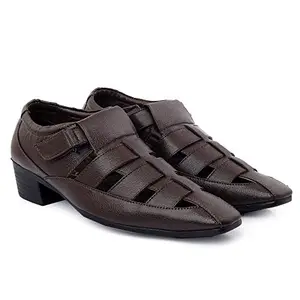 BXXY Men's Brown Height Increasing Casual Roman Sandals