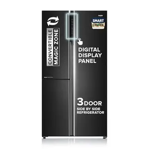 Haier SmartChoice 598L 3 Star 3-Door Side by Side Frost Free Refrigerator | Expert Inverter Technology | Digital Display Panel | Jumbo Ice Maker | Deo Fresh Technology (HRT-683GK, Graphite Black)