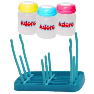 Adore Baby Bottle Drying Rack with Breast Milk Storage Bottles (White, Pack of 3)