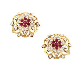 VFJ VIGHNAHARTA FASHION JEWELLERY Vighnaharta South Culture American Diamond studded South Screw Back Alloy Gold and Micron Plated Stud Earring- VFJ1136ERG