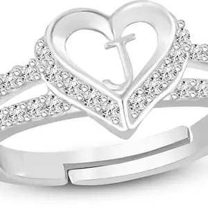 Lila Valentine Ring Heart Alphabet 'J' Promise Propose Engagement Wedding Anniversary Brass, Stainless Steel, Copper, Alloy Cubic Zirconia Ring (BZR_HC352RsePckSlvr(J)AlphbtHrtRng(M01))