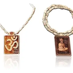 KAMADA CREATIONS Kamada Combination of Om Namah Shivay Tulsi (Basil) Pendant mala and exquisite Bageshwar Tulsi (basil) mala,Spritual Pendant Necklace for Women and Men