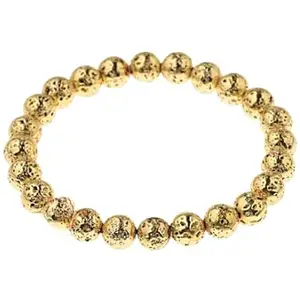 Royal Gemstone ज्वालामुखी माला ओरिजिनल सर्टिफाइड Genuine Golden Volcanic Rock Bracelet Original Certified Wear In Hand For Fashion Accessory Lava Bracelets For Men & Women