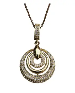 Premium Gold-Plated Studded Round Pendant Necklace for Women | Stainless Steel Jewelry, Anti-Tarnish, Waterproof & Skin-Friendly | Ideal Gift for Her