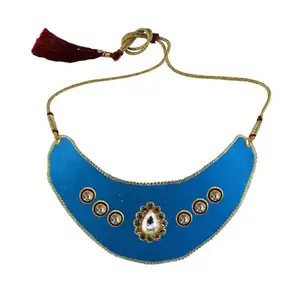 MAYA FASHION Multi Colour Kundun Stud Velvet Necklace Elegant Necklace for Girls & Women | Wedding | Festival All Occasions (Sku-nec6109)