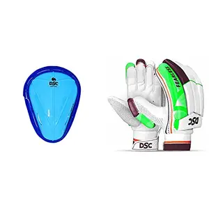 DSC 1500428 Attitude Cricket Abdominal Guard Mens (Color May Vary)+DSC 1500398 Intense Attitude Cricket Batting Gloves Mens Right (Color May Vary)