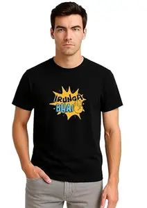 AG3 T-Shirts Men Cotton Half Sleeve Round Neck Stylish Mens Casual Wear Irunga Bhai 001 T Shirt SRB-0327-M Black