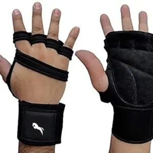 JUST RIDER Workout Gloves for Crossfit Training, Exercise Gloves with Wrist Wrap Support, Weight Lifting Gloves, Gym Gloves for Women/Men Black