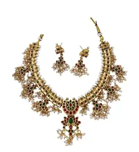 KGR Splash Moon & Lotus Design Multicolor Stones Necklace With earrings