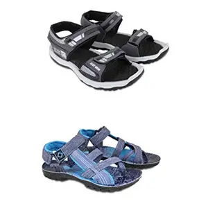Fabbmate Men's Black and Blue casual Sandal 9 UK