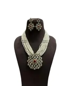 Latest Stylish Stone Studded Jewellery Set for Women |Festive Wedding Party Necklace Earrings|JS_180|