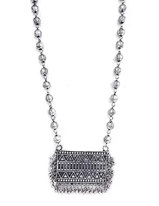 gemocracy afgani style oxidised silver square chain pendant nacklace set women girl