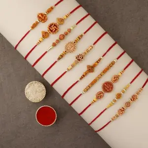 SFU E Com Mens Raksha Bandhan Delight Set Of 10 Handcrafted Rakhis | Pack Of 10 Rakhi Set | Premium Rakhi Pack With Roli, Chawal, Chandan, Misri | 009