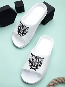Pampy Angel Combo Pack of 2 Slipper/Flip Flops/Slides/Clogs/Sandals for Men,(V-600-Black,Y-Tyger-White),6 (UK/India)