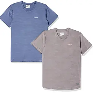 Charged Active-001 Camo Jacquard Round Neck Sports T-Shirt Petrol-Green Size Xl And Charged Endure-003 Chameleon Spandex Knit Round Neck Sports T-Shirt Light-Grey Size Xl