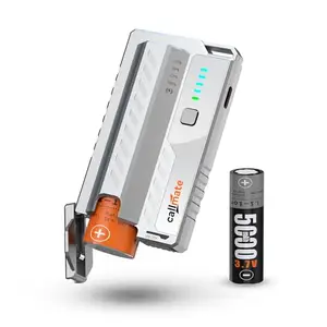 callmate Shotgun 23W PD Fast Charging 10000mAh Power Bank with USB-C PD Output, Lightweight & Portable, Replaceable Cells with 2X 5000mAh for Smartphone (Lithium-Ion, 2X 5000mAh), White