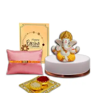 Avirons Rakshabandandhan Pack for Brother, A Blessings for Memorable Raksha Bandhan with Love and Rituals, Traditional Rakhi, Ganesh Murti, Roli, Chawal,Complete Rakhi Celebration Set for Brother