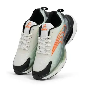 GO Ride Adam Sports Running Shoes for Men, Lightweight, Engineered for Speed and Stability, Sports Shoes for Men (White/Black/Orange, 9)