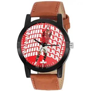 AROA Watch New Watch for Shhuuuuuu CR7 Model : 731 Black Metal Type Analog Black Strap Watch Red Dial for Men Stylish Watch for Boys