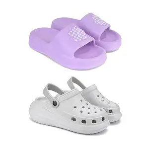 WINGSCRAFT-Premium Comfortable Regular Wear women Slider with Clogs Sandal for women's & Girls-COMBO(2)-O16-OO5-8