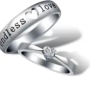 EndlessLove'CrystalHeartsAdjustableCoupleRingsforGirls&Boys(304-EndlessLoveCoupleRing(M:01))