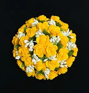 Arooman™Artificial flower juda Bun/Gajra For Women/Girls Pack_01 (Yellow)
