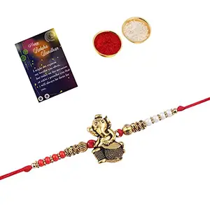 Stylish Classic Look Pendant Rakhi For Bhaiya/Brother/Bhai With Roli Chawal And 1 Greeting Card -227