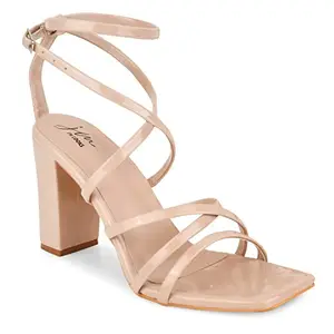 JM LOOKS Fashion Casual Heel Beige Sandals Solid Comfortable Sole For Womens & Girls