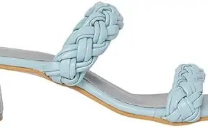 Max Textured Block Heels Blue