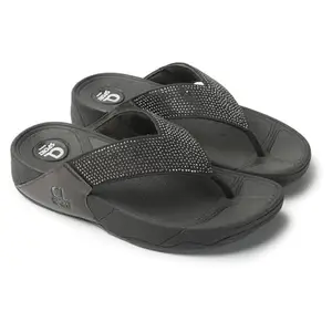 Carlton London Women Grey Comfortable Embellished Ethnic Sandal with Platform Heels, Round Toe for for Casual and Outdoor Use (37)