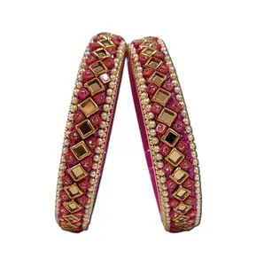 The Golden Cascade Stylish Design Glass Kada Bangles for Women | Traditional & Atrrcative Look Kada's for Girls & Ladies (Rani, 2.8)