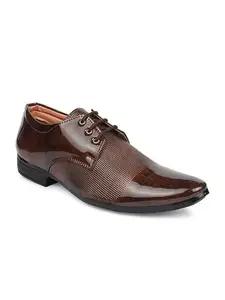 FASHION VICTIM Men's Patent Leather Formal shoesfor Men's Formal Shoes Brown