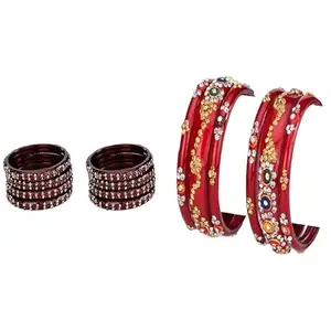 Somil Beautiful Combo Bangle Pack | Fashion Bangles For Women | Festive, Puja & Function, Pack Of 14, Maroon, Red -U70