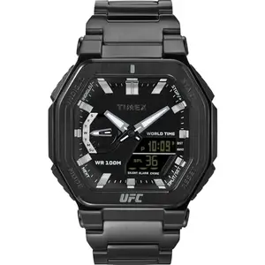 TIMEX UFC Colossus Ana-Digital Watch for Man with Black Octagonal Dial & Black Stainless Steel Bracelet Band Water Resistant Men's Wrist Watches - TW2V84800X6
