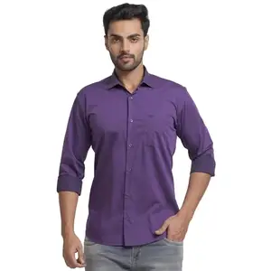 PARK AVENUE Men's Slim Shirt (PCSA02513-V8_Purple M)