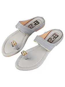 Bagadiya Trading Walktrendy Womens Synthetic Grey Open Toe Flats - 8 UK (Wtwf370_Grey_41)