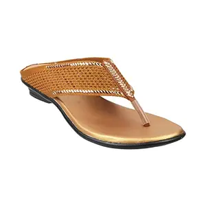 Walkway Womens Synthetic Antic Gold Slippers (Size (9 UK (42 EU))