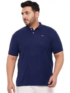 Men's Plus Size Cotton Blend Solid Polo Casual Tshirt BZRBigA-1001-AIRFORCEBLUE_3XL Blue